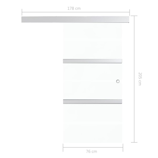 Puerta corredera vidrio ESG y aluminio plateado 76x205 cm