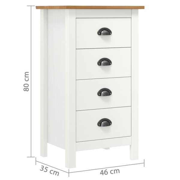 Mesita de noche Hill madera maciza de pino blanco 46x35x49,5 cm