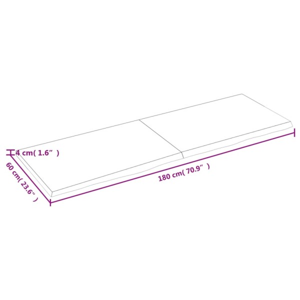 Estante pared madera roble tratada marrón oscuro 180x60x(2-4)cm