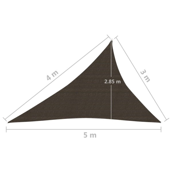 Toldo de vela HDPE marrón 160 g/m² 3x4x5 m