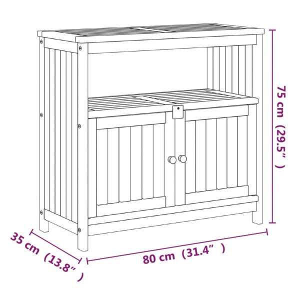 Mesa consola de jardín madera maciza acacia 80x35x75 cm