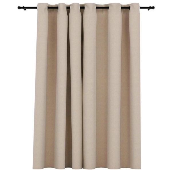 Cortina opaca con ojales look de lino beige 290x245 cm