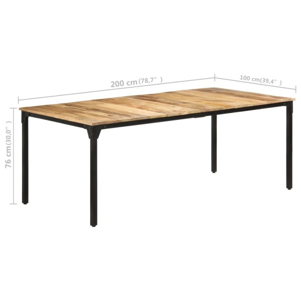 Mesa de comedor madera de mango rugosa 200x100x76 cm