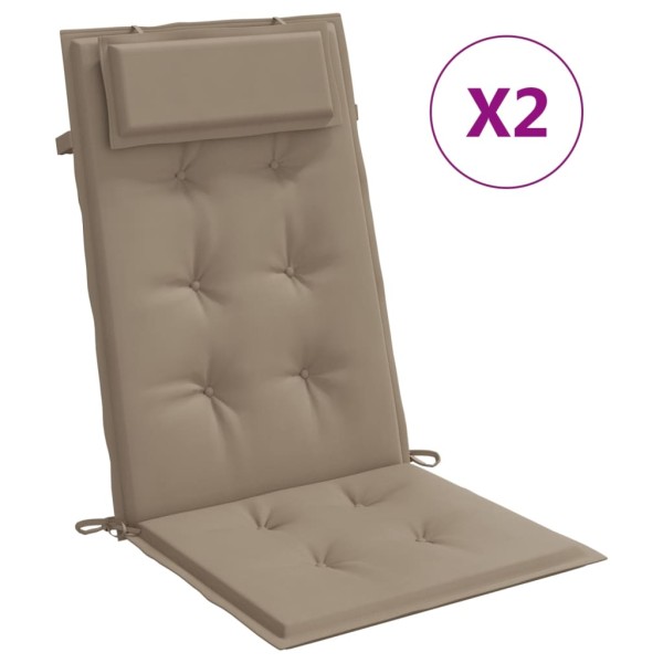 Cojines de silla con respaldo alto 2 uds tela Oxford gris taupe