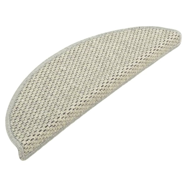 Alfombrilla autoadhesiva escalera sisal 15 uds gris 65x21x4 cm