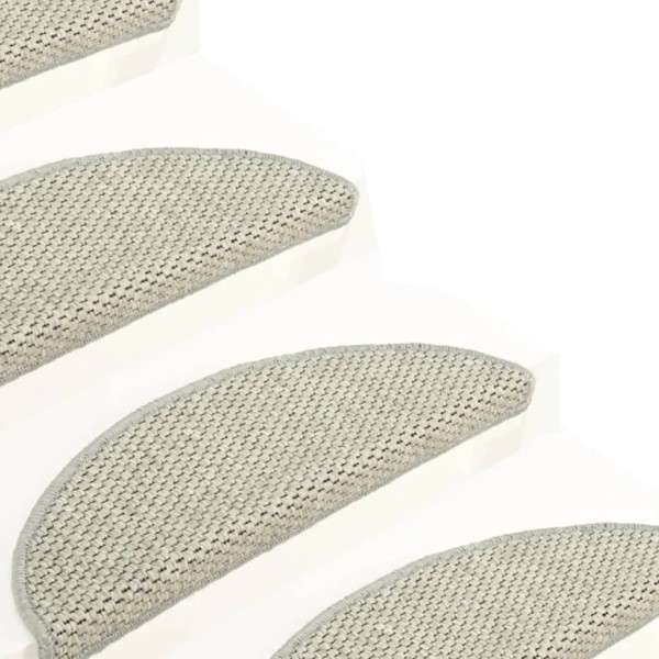 Alfombrilla autoadhesiva escalera sisal 15 uds gris 65x21x4 cm