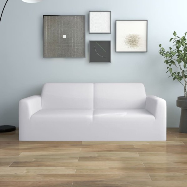 Funda elástica para sillón de 2 plazas poliéster jersey blanca