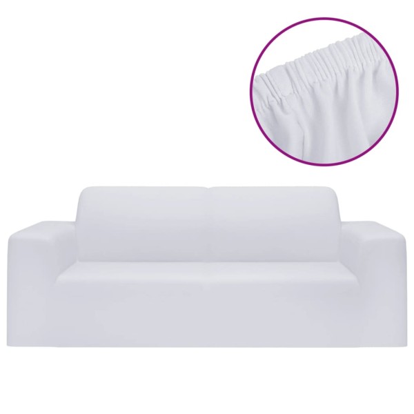 Funda elástica para sillón de 2 plazas poliéster jersey blanca