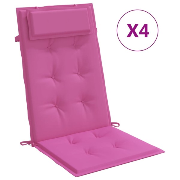 Cojines para silla con respaldo alto 4 uds tela Oxford rosa