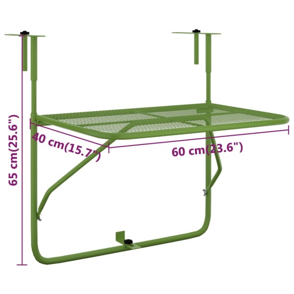 Mesa de balcón acero verde 60x40 cm