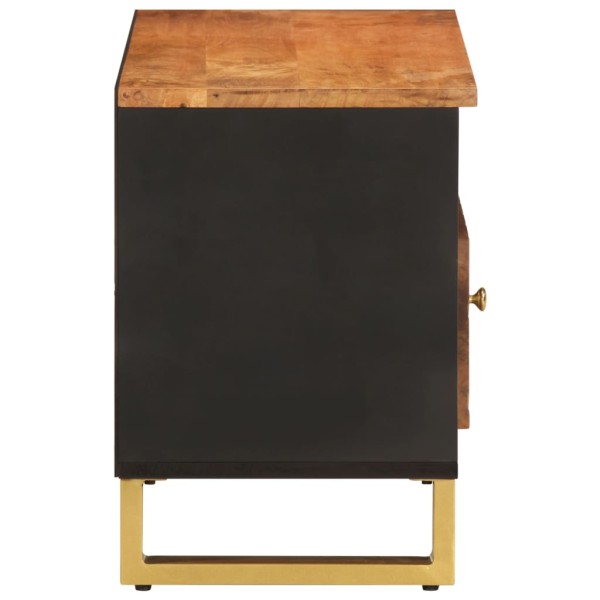 Mueble de TV madera maciza de mango marrón negro 80x33,5x46 cm