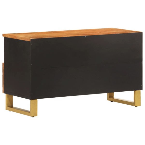 Mueble de TV madera maciza de mango marrón negro 80x33,5x46 cm