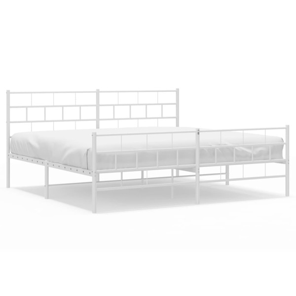 Estructura cama metal con cabecero y pie cama blanco 193x203 cm