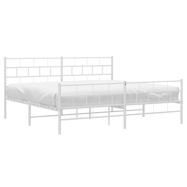 Estructura cama metal con cabecero y pie cama blanco 193x203 cm