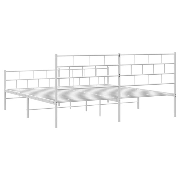 Estructura cama metal con cabecero y pie cama blanco 193x203 cm