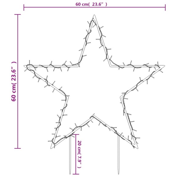 Estrella de luz decorativa Navidad con estacas 80 LED 60 cm