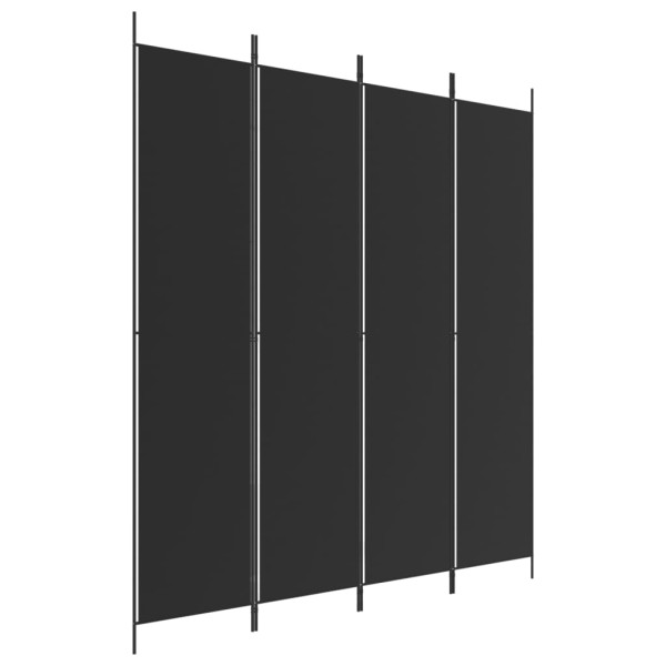 Biombo divisor de 4 paneles de tela negro 200x220 cm