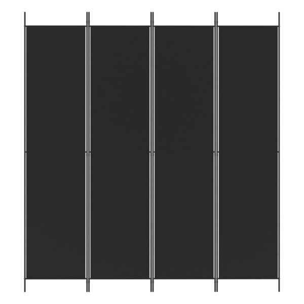 Biombo divisor de 4 paneles de tela negro 200x220 cm