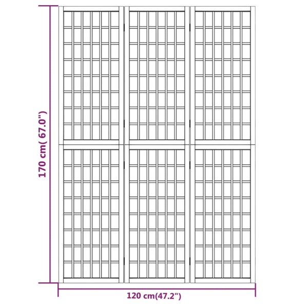 Biombo plegable con 3 paneles estilo japonés blanco 120x170 cm