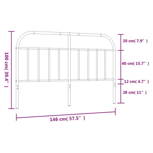 Cabecero de metal negro 140 cm