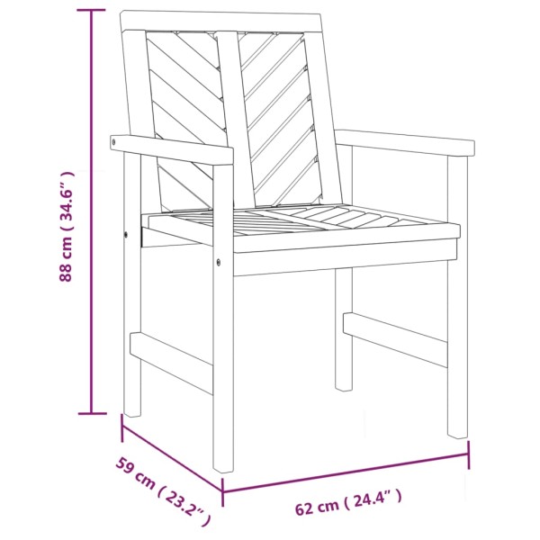 Sillas de comedor de jardín 2 uds madera maciza acacia