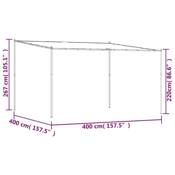 Cenador de acero y tela blanco 4x4 180 g/m²