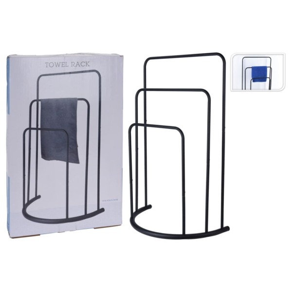 Bathroom Solutions Toallero de pie de metal negro 49,5x75 cm