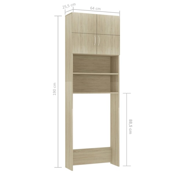 Armario de lavadora madera color roble sonoma 64x25,5x190 cm