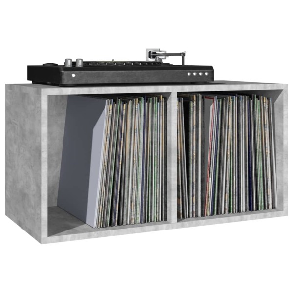 Caja para discos de vinilo madera contrachapada gris 71x34x36cm