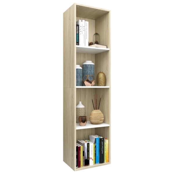 Estantería libros madera contrachapada blanco roble 36x30x143cm