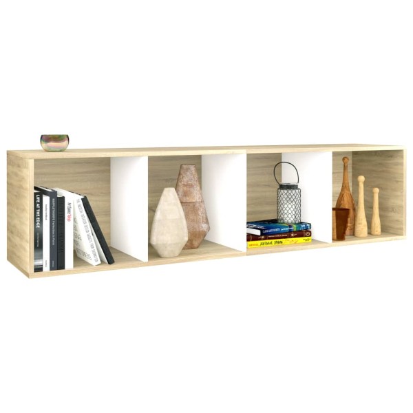 Estantería libros madera contrachapada blanco roble 36x30x143cm