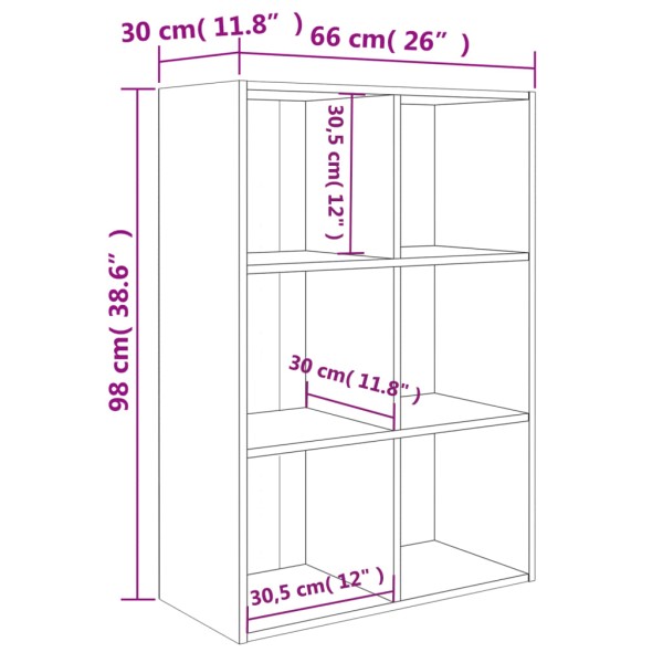 Estantería/Aparador madera ingeniería blanco brillo 66x30x98 cm