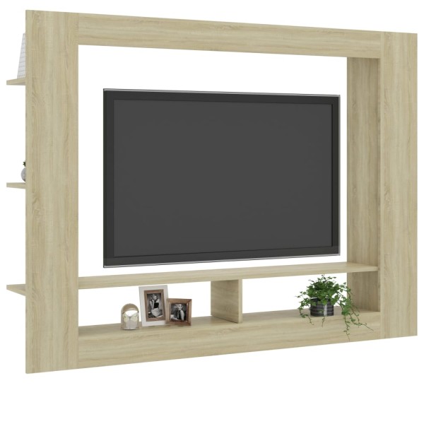 Mueble de TV madera contrachapada color roble 152x22x113 cm