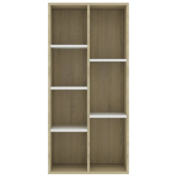 Estantería de madera contrachapada blanco y roble 50x25x106 cm