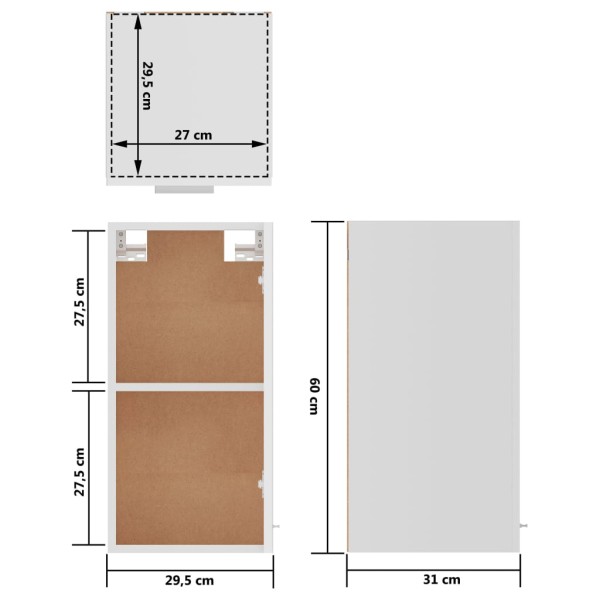 Armario colgante cocina madera de ingeniería 29,5x31x60cm