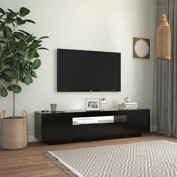 Mueble de TV con luces LED negro 160x35x40 cm