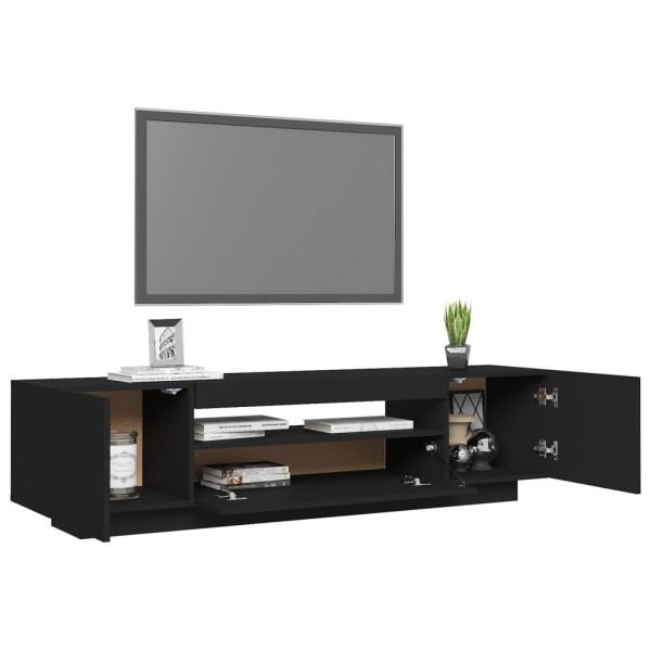 Mueble de TV con luces LED negro 160x35x40 cm