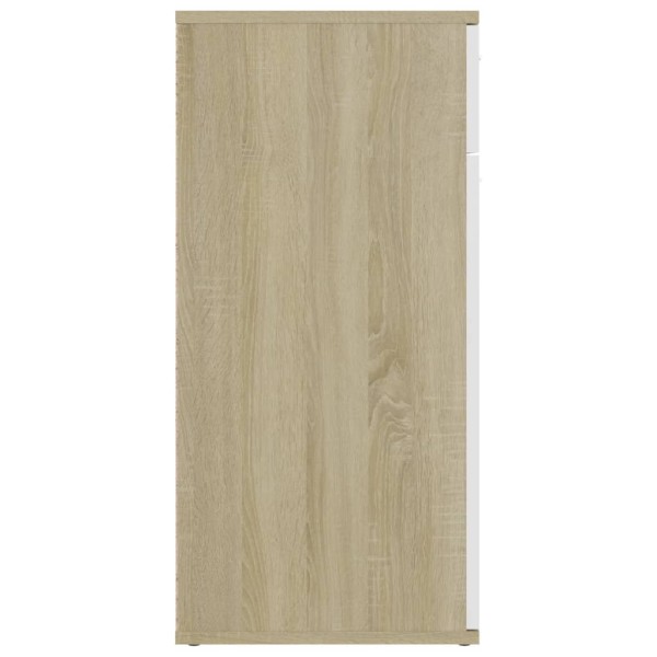 Aparador madera contrachapada blanco y roble Sonoma 80x36x75 cm