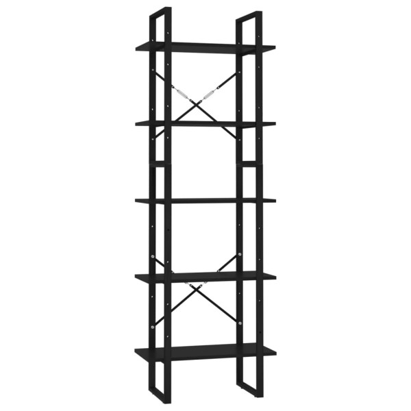 Estantería de 5 niveles madera de ingeniería negra 60x30x175 cm