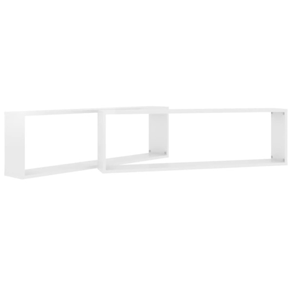 Estante cubo pared 2uds contrachapado blanco brillo 100x15x30cm