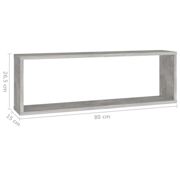 Estante de pared 4 uds contrachapado gris hormigón 80x15x26,5cm