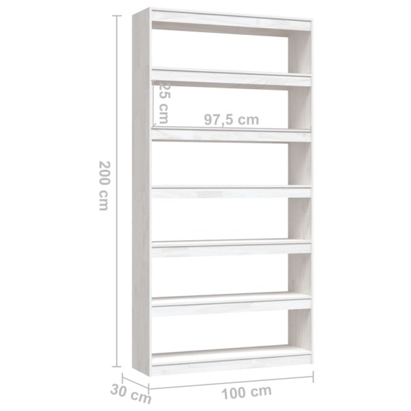 Estantería divisor de espacios madera pino blanco 100x30x200 cm