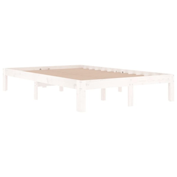 Estructura de cama madera maciza pequeña doble blanca 120x190cm