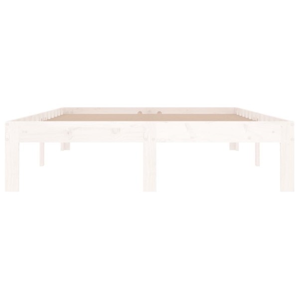 Estructura de cama madera maciza pequeña doble blanca 120x190cm