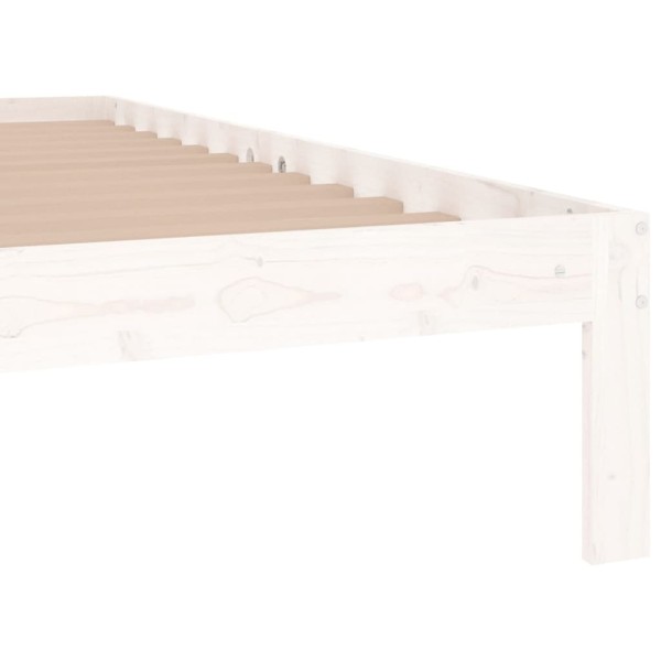 Estructura de cama madera maciza pequeña doble blanca 120x190cm