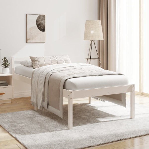 Cama de personas mayores madera maciza de pino blanca 75x190 cm