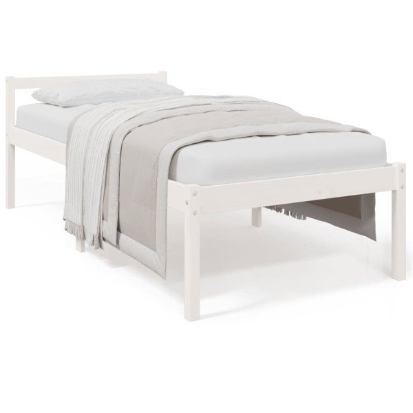 Cama de personas mayores madera maciza de pino blanca 75x190 cm