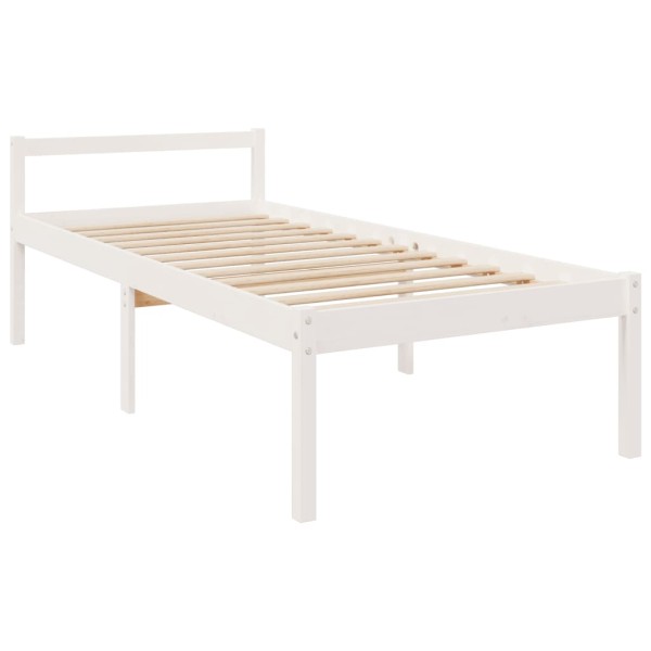 Cama de personas mayores madera maciza de pino blanca 75x190 cm