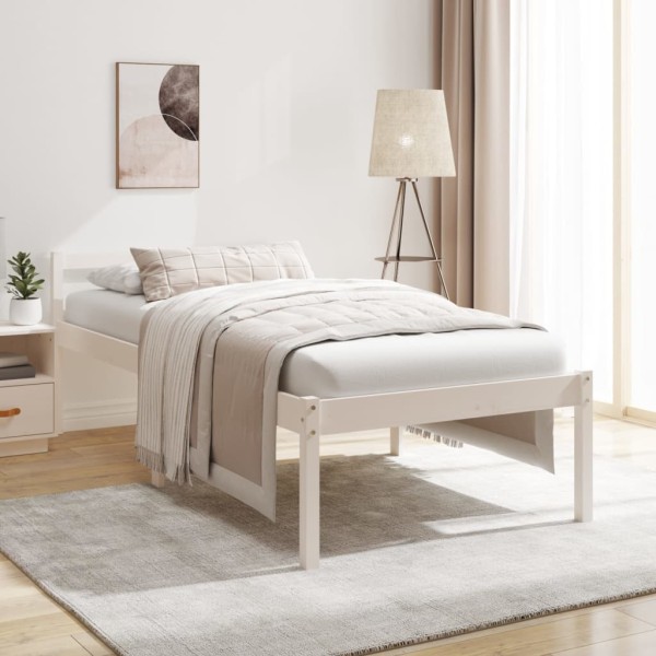 Cama para personas mayores madera maciza pino blanco 90x190 cm