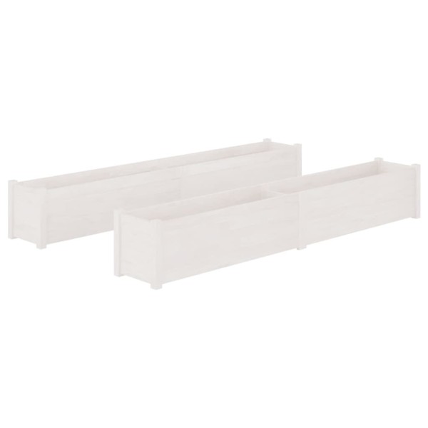 Jardineras de madera maciza de pino blanca 2 uds 200x31x31 cm